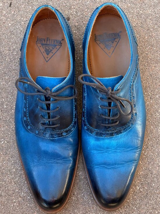 John Fluevog | Twin Turbine 837 Granville Brogue Leather Oxfords- Blue main image 5